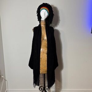 Pretty Angel sweater vest NEW LARGE black fishnet fuzzy lagenlook boho Y2K fairy